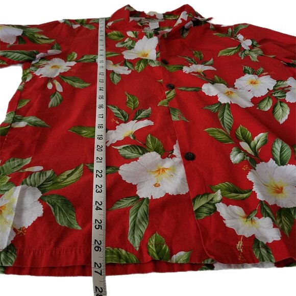 Blue Hawaii Red Floral Cotton Shirt Med - Picture 5 of 8